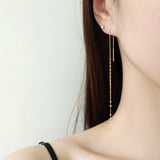 silver plain thread earrings