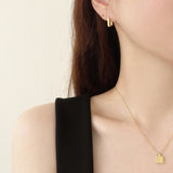 Layered dainty necklace Square pendant